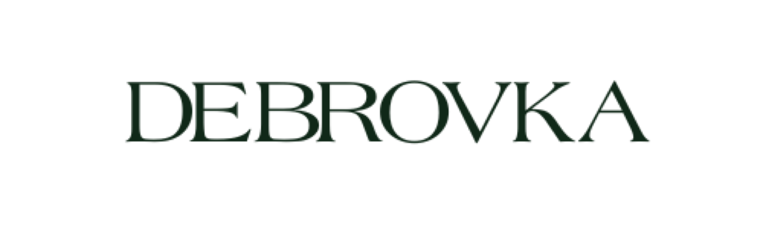 The Debrovka logo showcases the brand name in a classic, refined serif typeface, exuding sophistication and timeless elegance. The minimalist design highlights the brand’s dedication to quality and craftsmanship, making it the perfect representation for Debrovka’s handmade luxury leather sandals and premium leather goods.